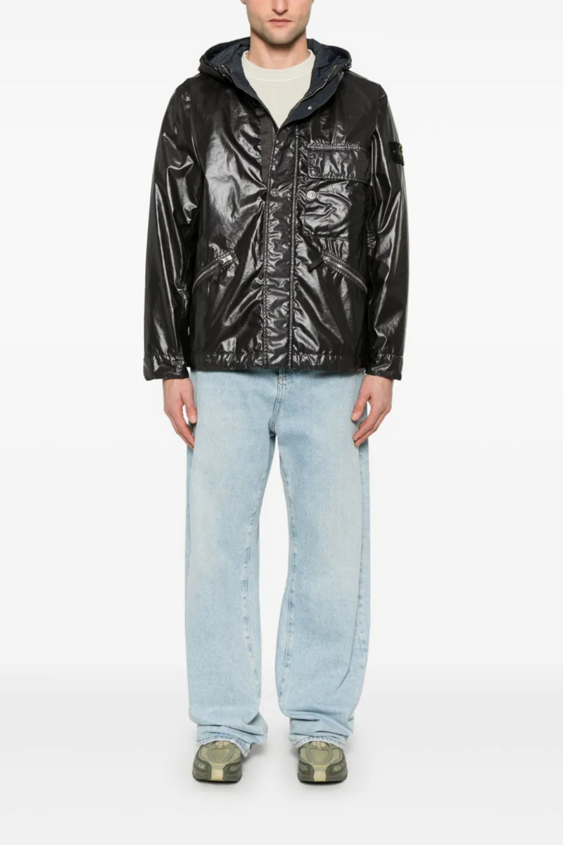 Short Shiny Parka in Charcoal