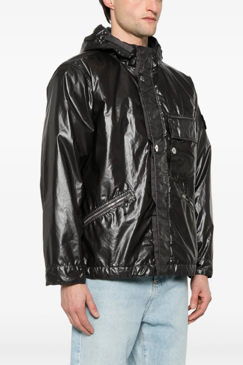 Short Shiny Parka in Charcoal
