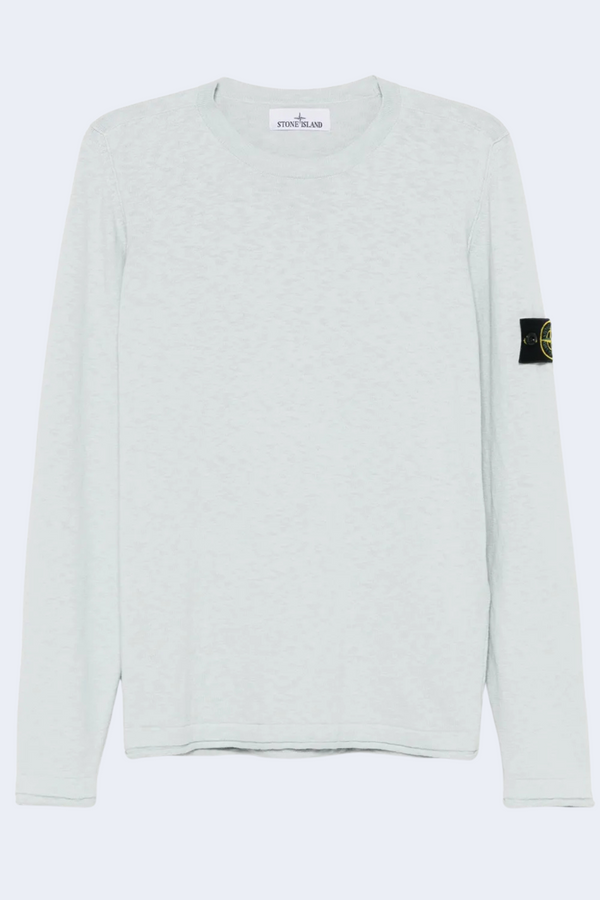 Cotton Stocking Stitch Long Sleeve Sweater in Sky Blue