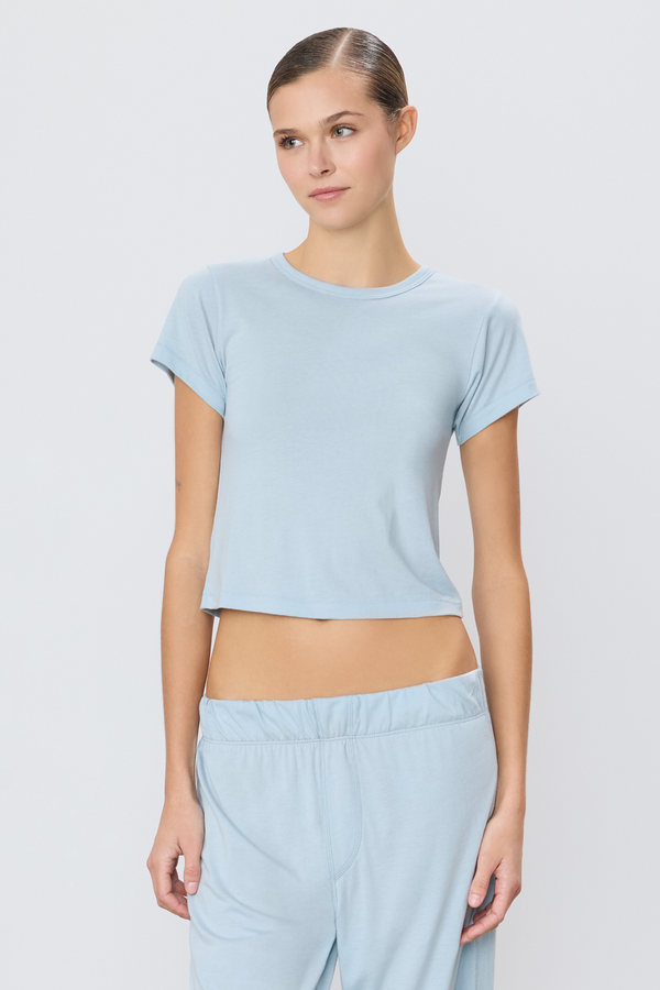 Short Sleeve Baby Tee in Dusty Blue