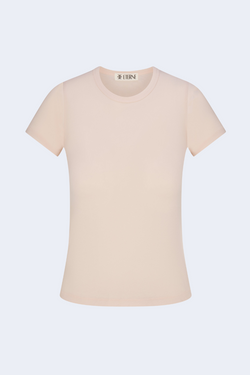 Fitted Crewneck Short Sleeve T-Shirt in Dusty Pink
