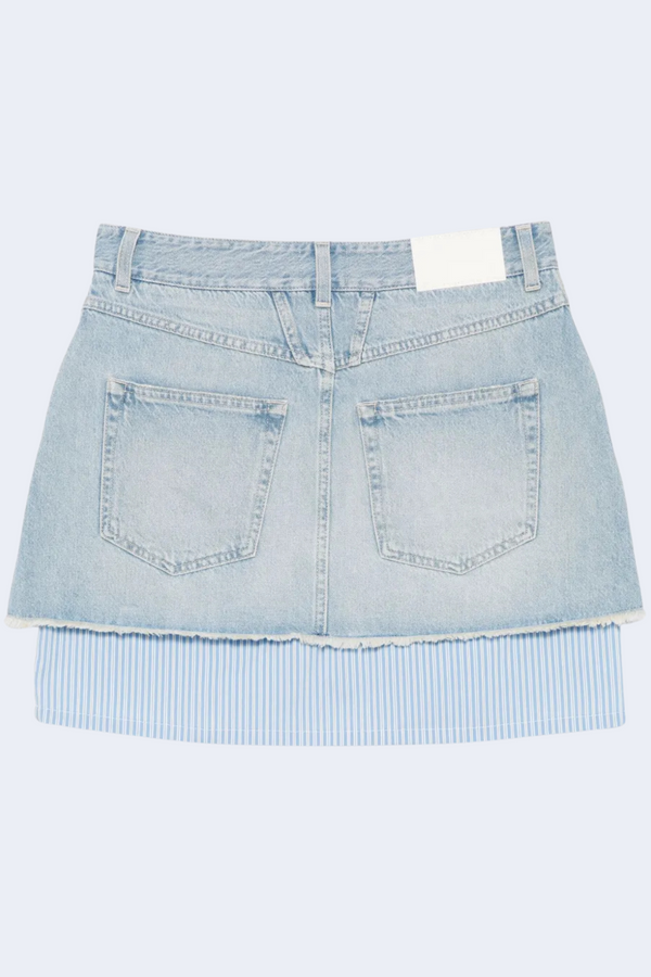 Denim Poplin Mini Skirt in Light Blue