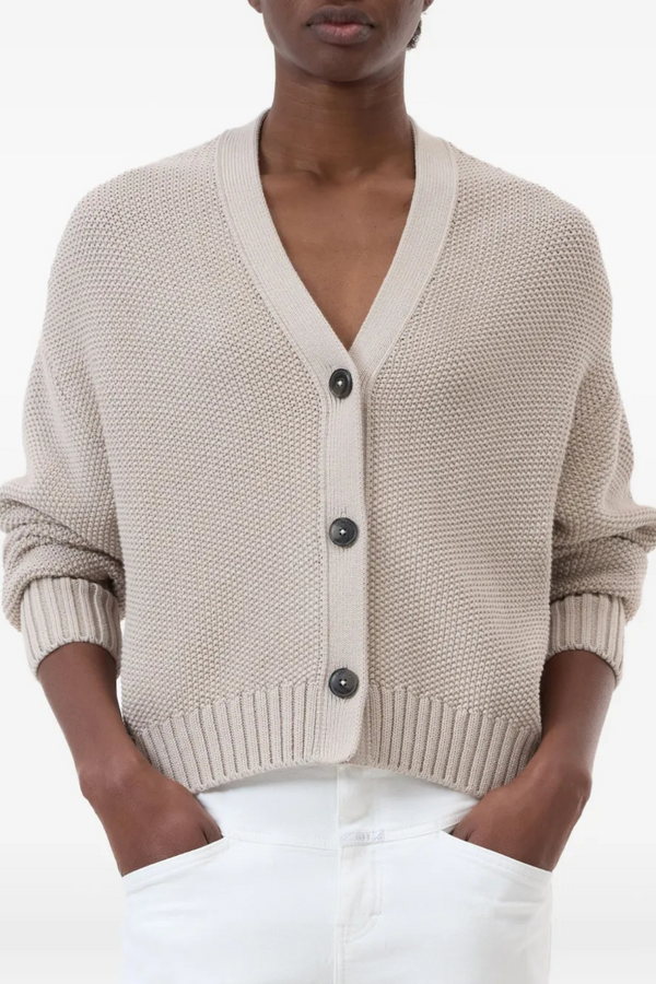V Cardigan in Soft Beige