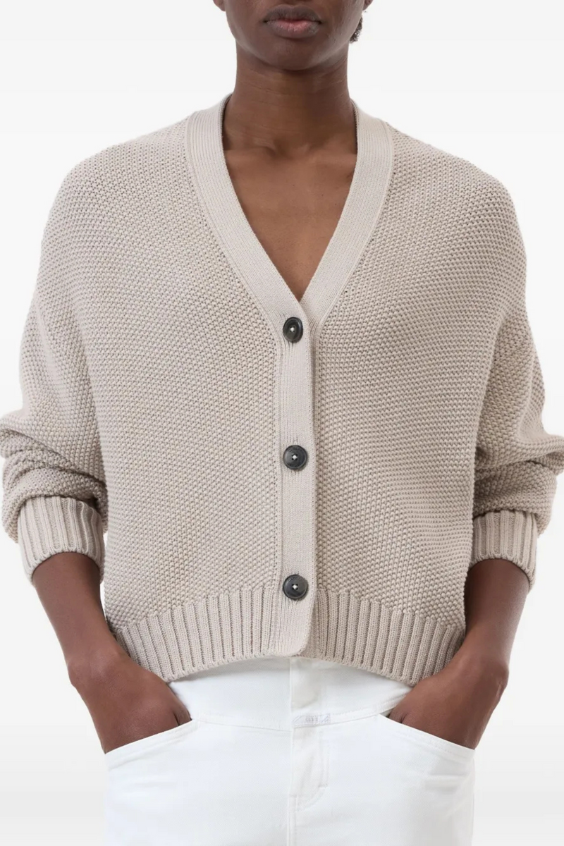 V Cardigan in Soft Beige