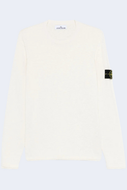 Cotton Stocking Stitch Long Sleeve Sweater in Ivory