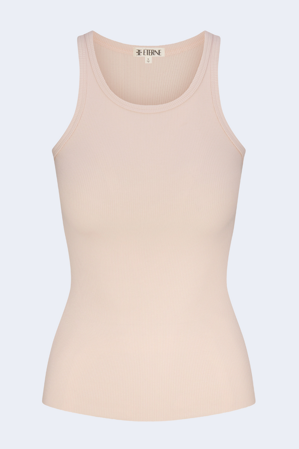 High Neck Fitted Tank in Dusty Pink