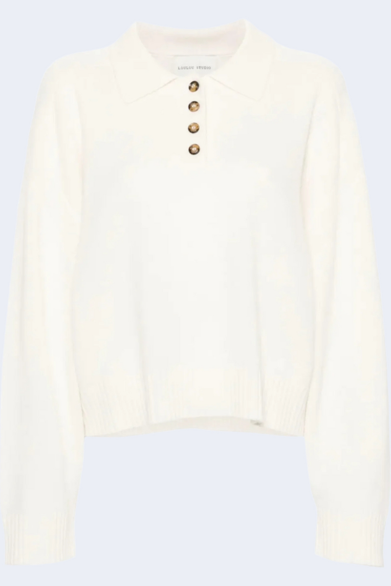 Homere Polo Sweater in Ivory