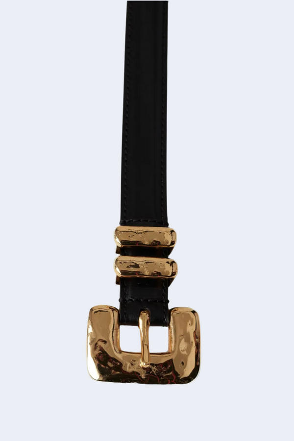 Tetra Hammered Rectangle Belt in Black