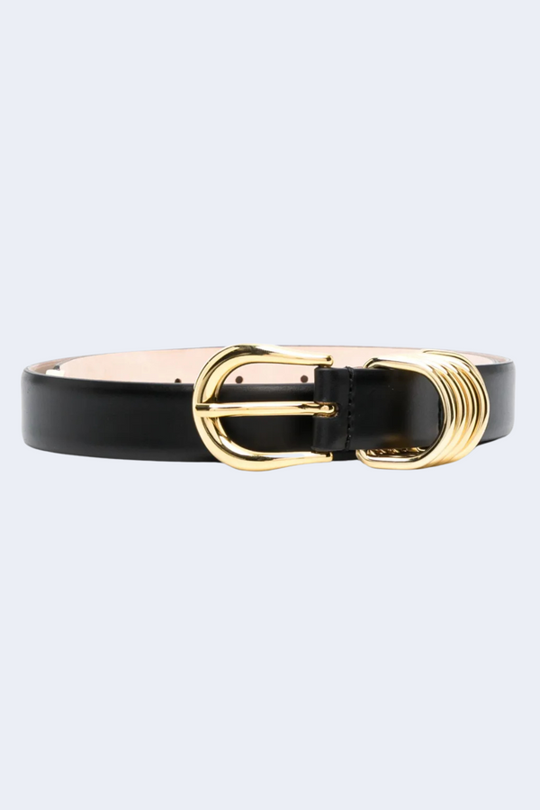Hollyhock Gold Polished Belt in Black