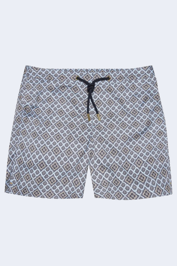 Bulldog Drawcord Paisley Season Swim Short in Wave Blue