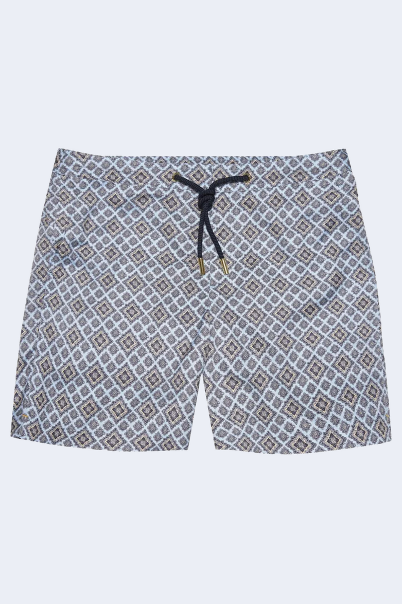 Bulldog Drawcord Paisley Season Swim Short in Wave Blue