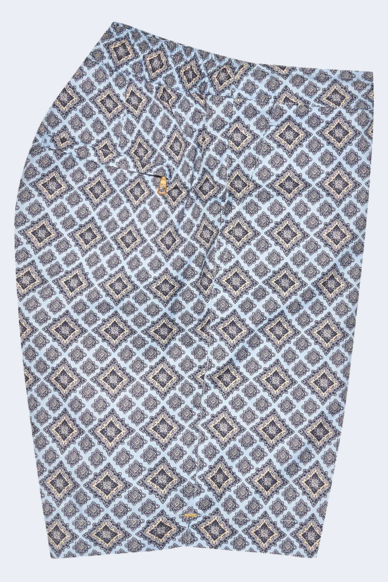 Bulldog Drawcord Paisley Season Swim Short in Wave Blue