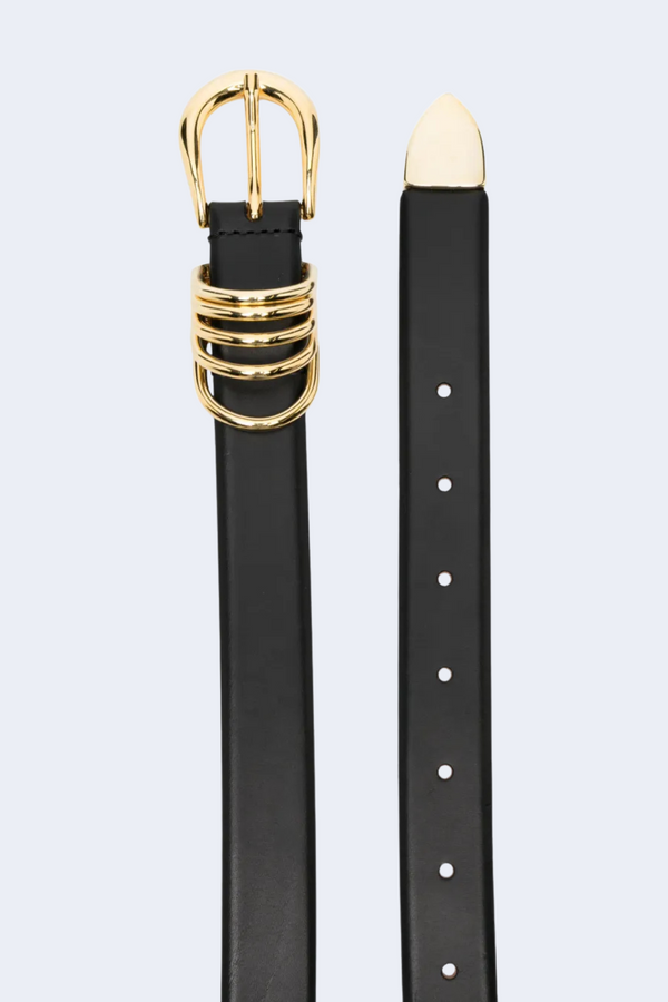 Hollyhock Gold Polished Belt in Black
