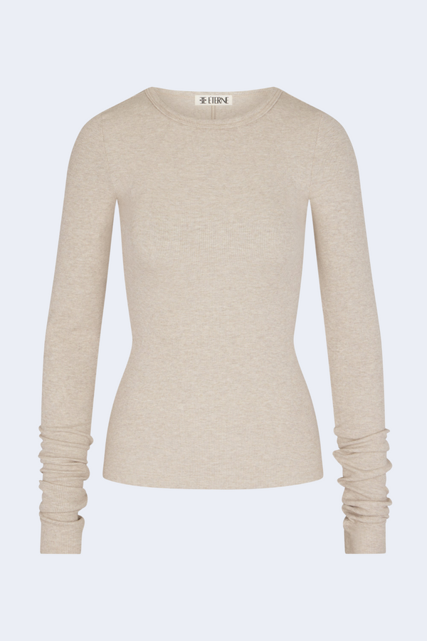 Long Sleeve Fitted Top in Heather Oatmeal