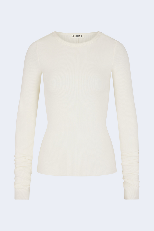 Long Sleeve Fitted Top in Cream