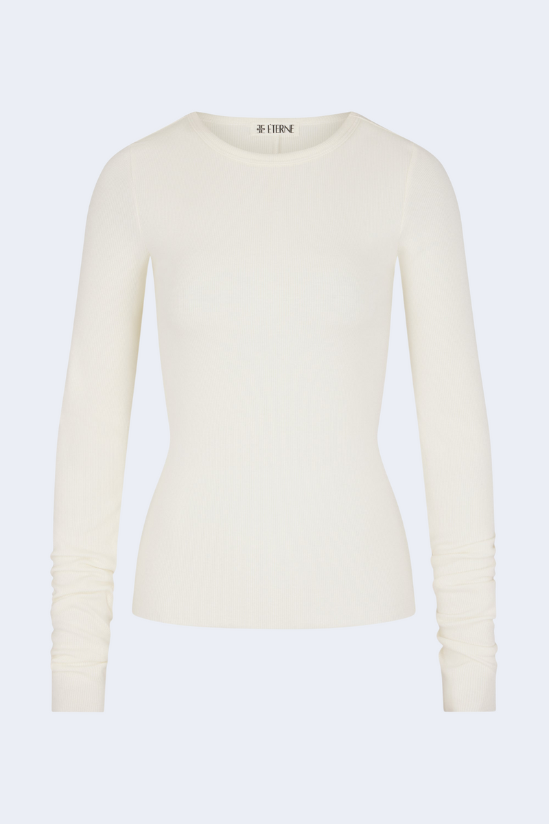 Long Sleeve Fitted Top in Cream