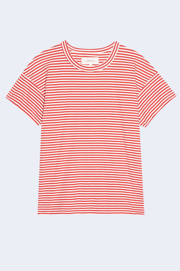 The Boxy Crew in Sun Cherry Stripe