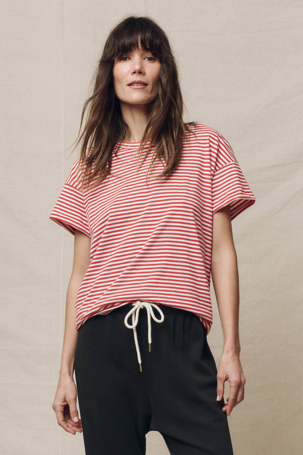 The Boxy Crew in Sun Cherry Stripe