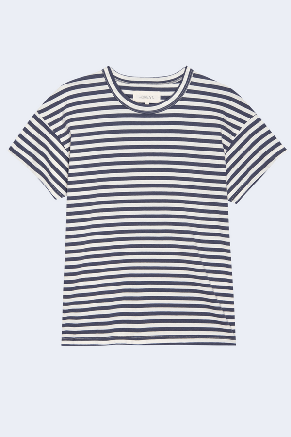 The Boxy Crew in Vintage Blue Stripe