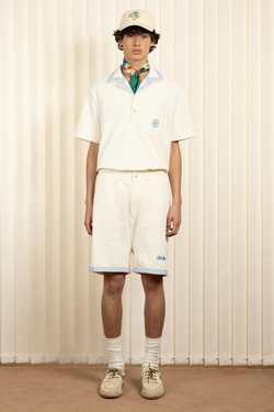 The Checkerboard Pique Polo Shirt in Off White