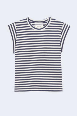 The Peak Shoulder Tee in Vintage Blue Stripe