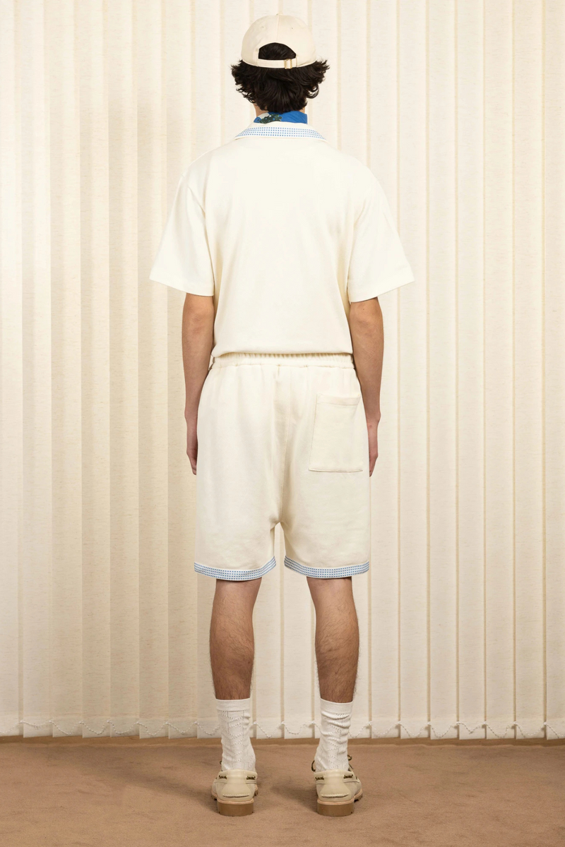 The Checkerboard Pique Polo Shirt in Off White