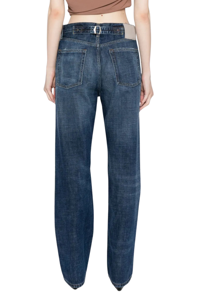 Straight Jeans With Buckle  in True Blue