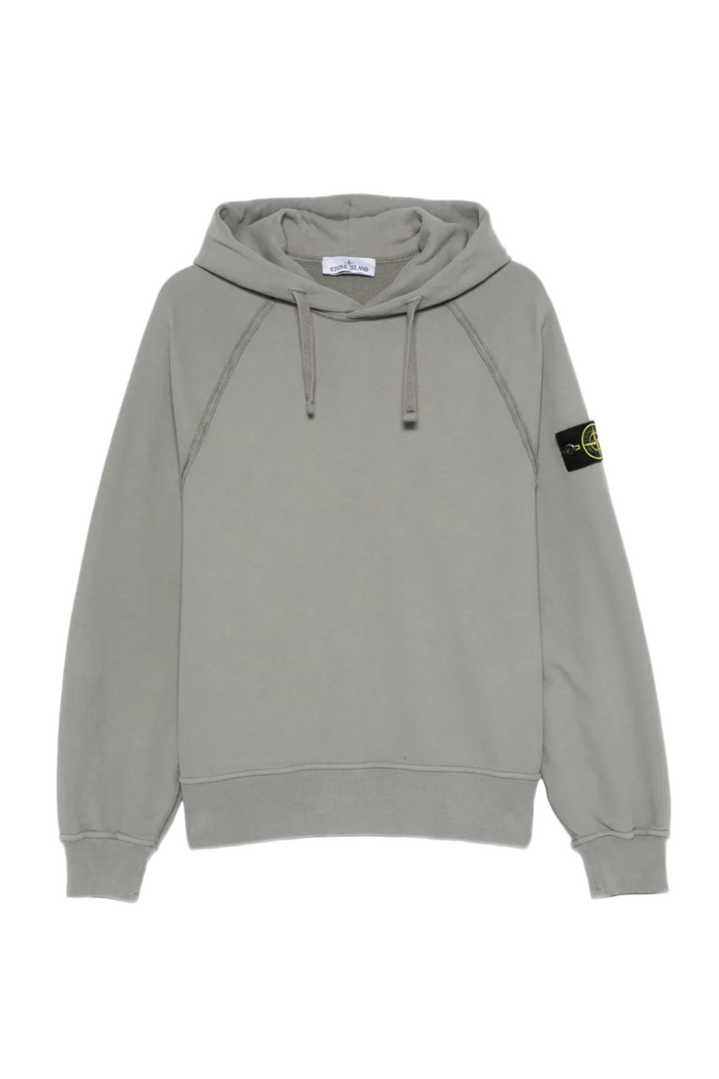 Brushed Organic Cotton Fleece Hooded Sweatshirt   in Cement