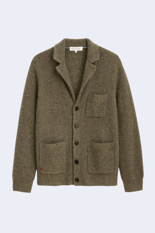 Mitchell Cardigan In Washed Cashmere in Marled Loden
