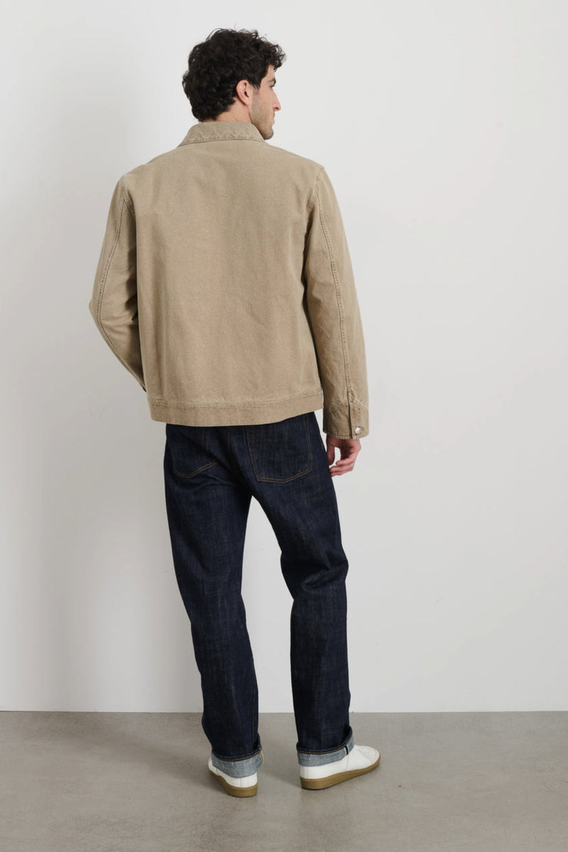 Men's Zip Chore Recycled Denim Jacket in Stoneware