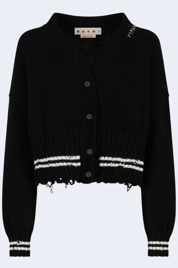 Long Sleeve Boxy Cardigan in Black