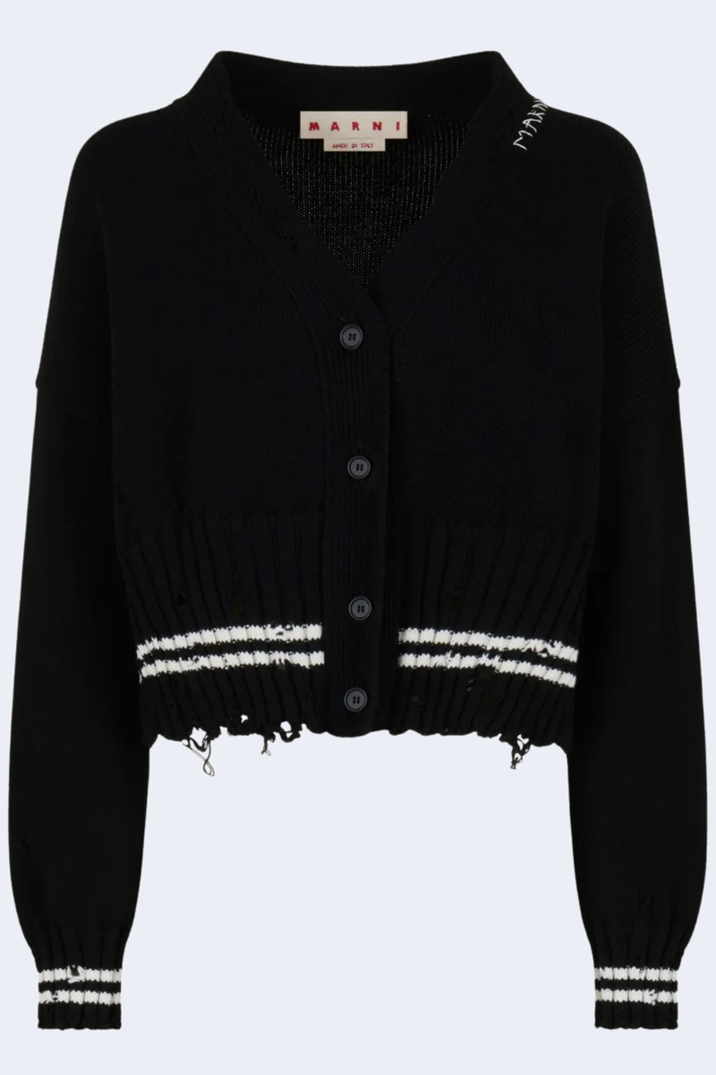 Long Sleeve Boxy Cardigan in Black