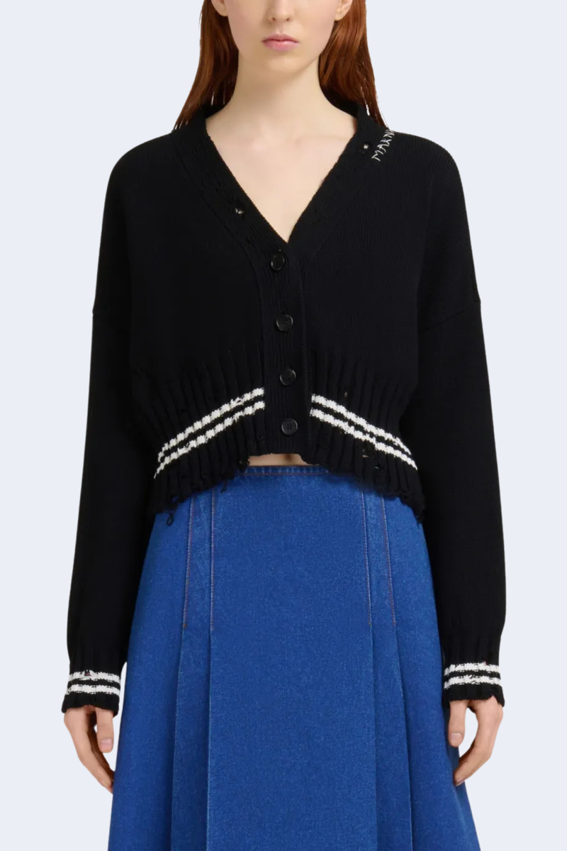 Long Sleeve Boxy Cardigan in Black