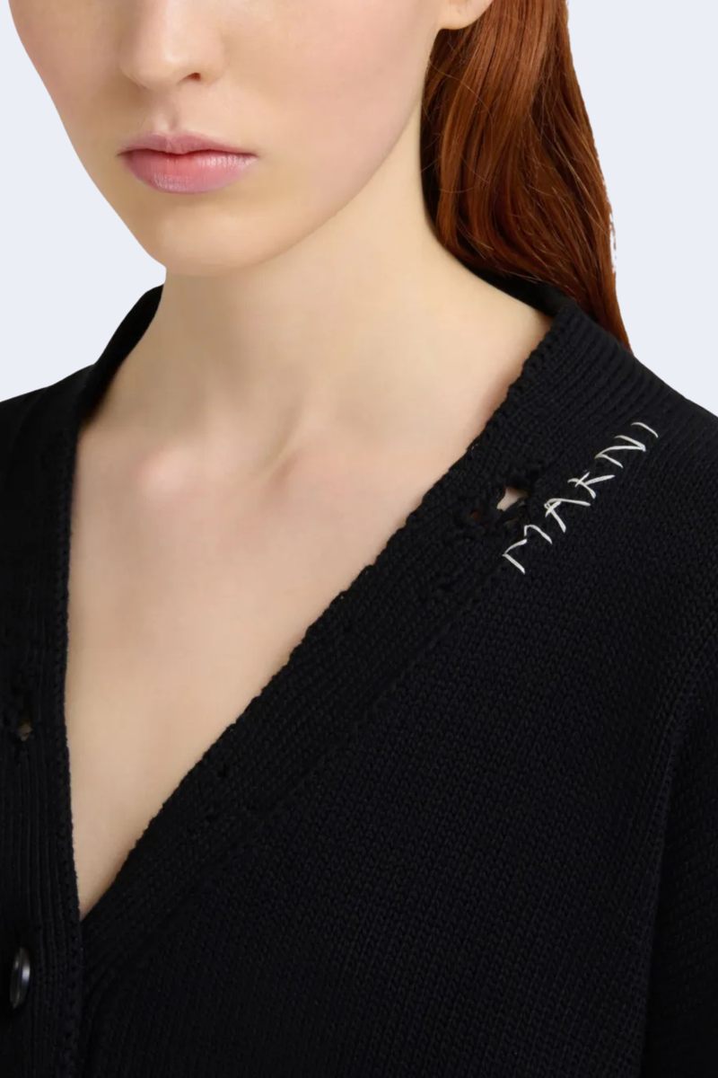 Long Sleeve Boxy Cardigan in Black