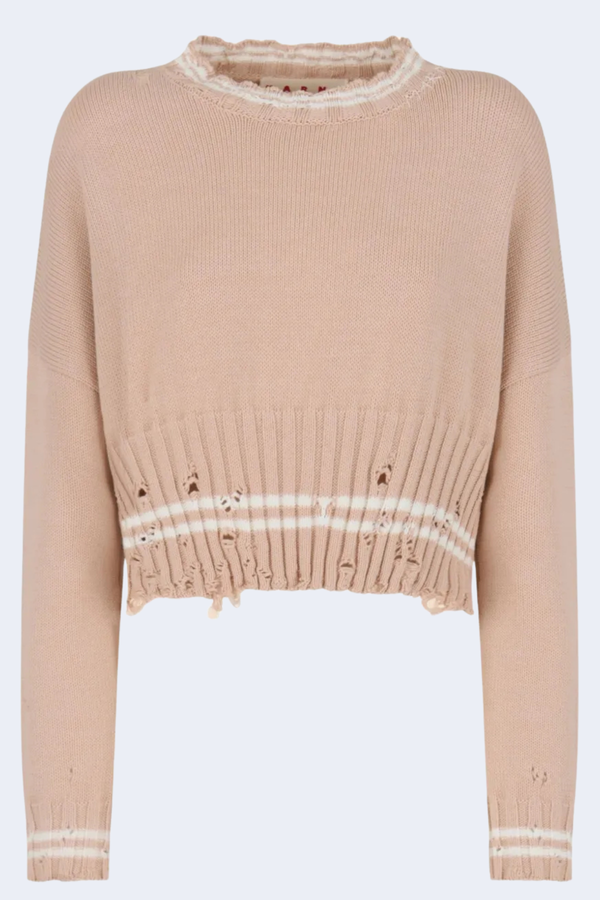 Long Sleeve Crew Neck Sweater With Ribbed Bottoms in Sand Storm