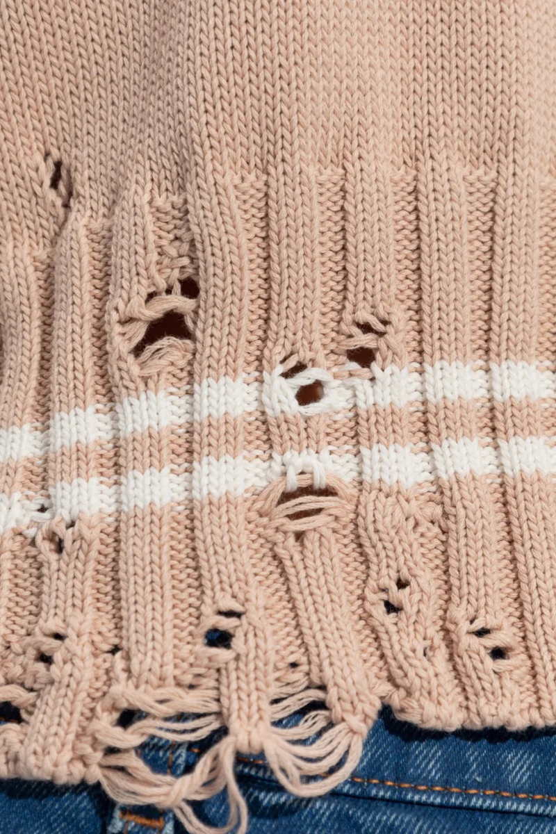 Short Sleeve Polo Shirt With Worn Ribs in Sand Storm