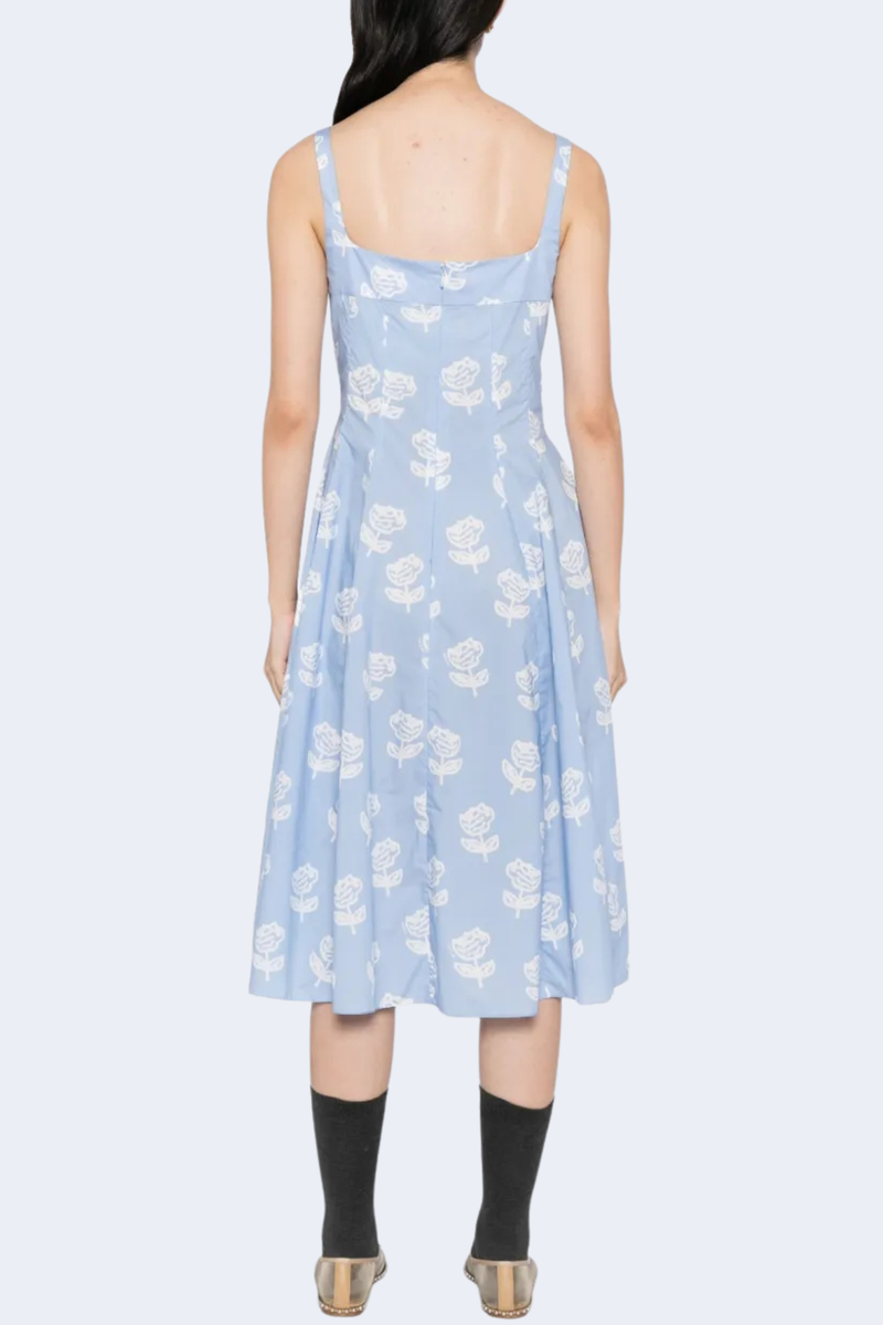 Midi Dress With Flared Skirt in Iris Blue
