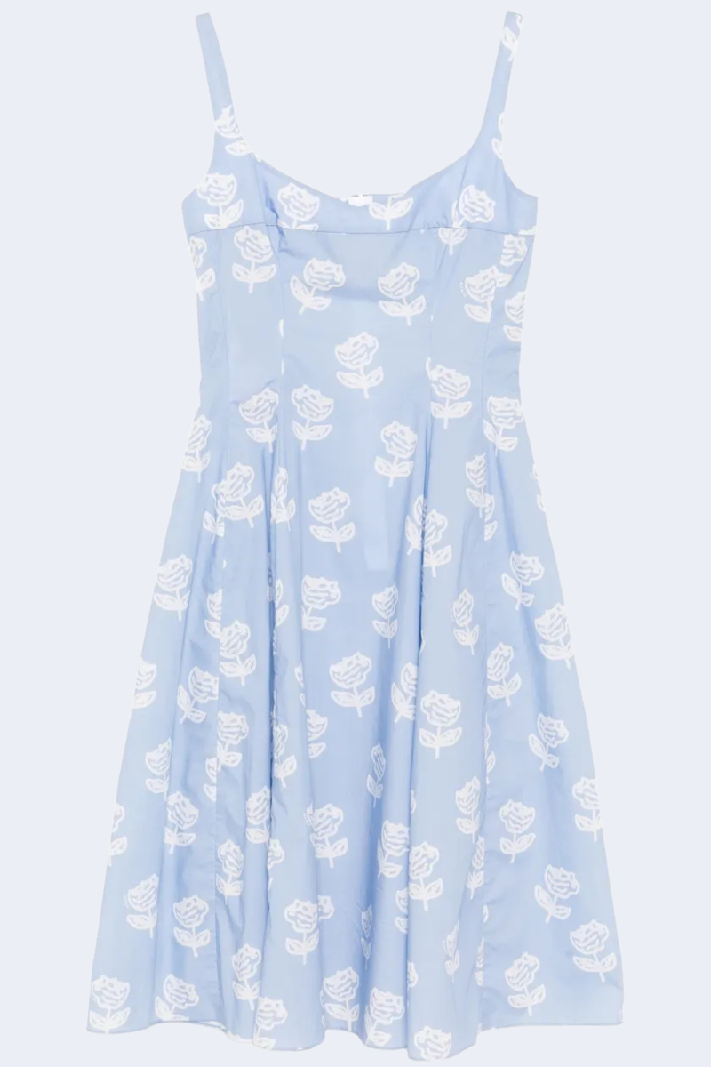 Midi Dress With Flared Skirt in Iris Blue