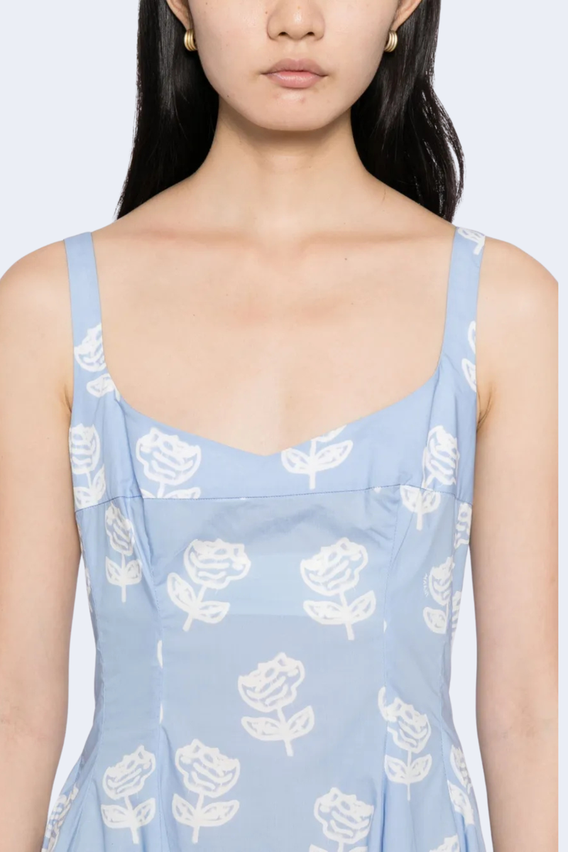 Midi Dress With Flared Skirt in Iris Blue