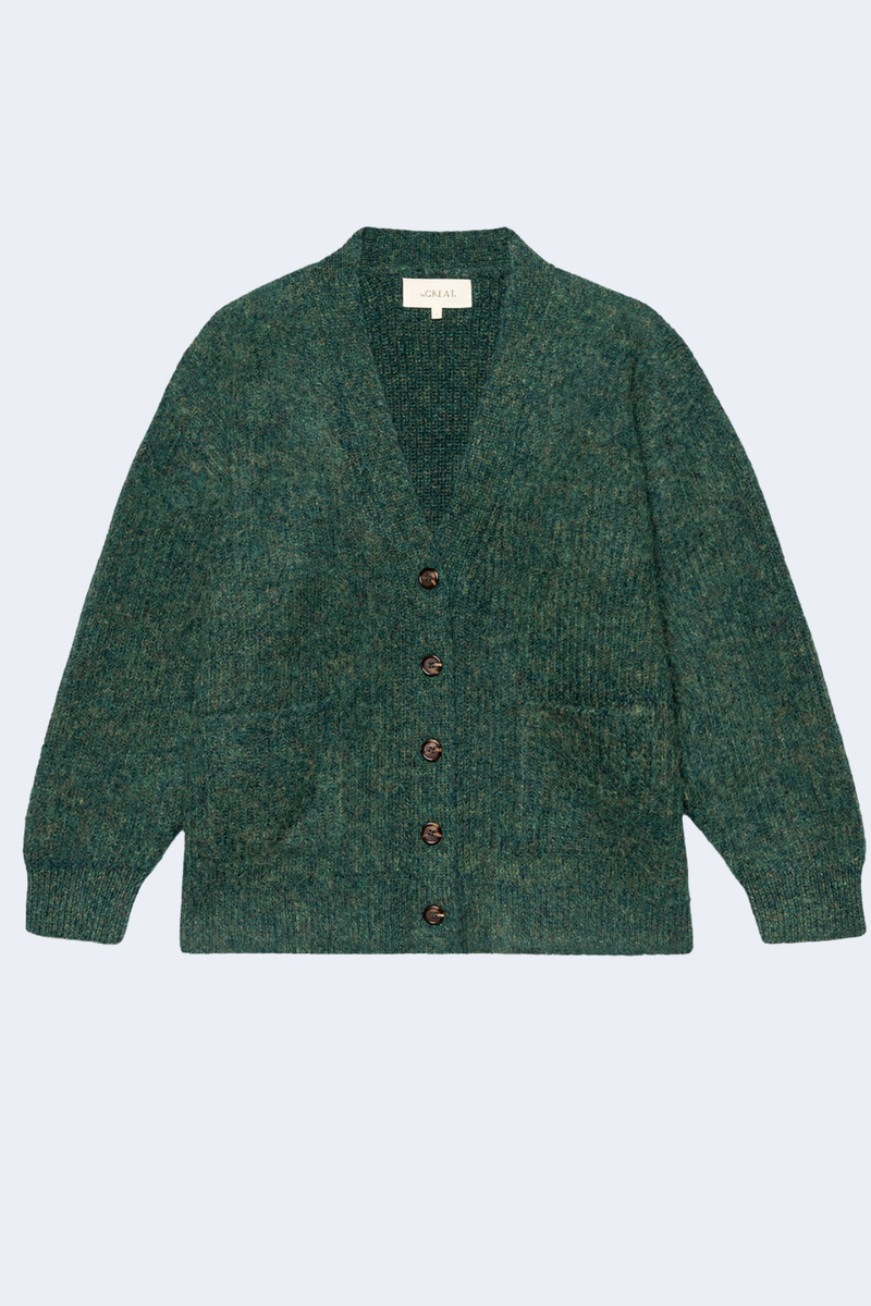 The Brushed Melange Cardigan in Meadow Green
