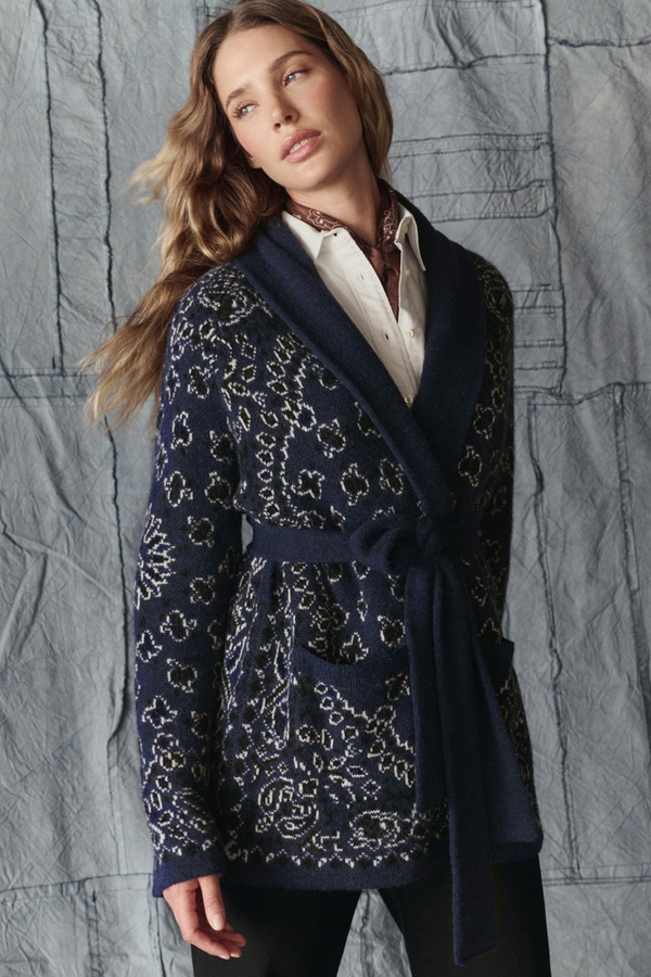 The Bandana Riding Cardigan in Navy