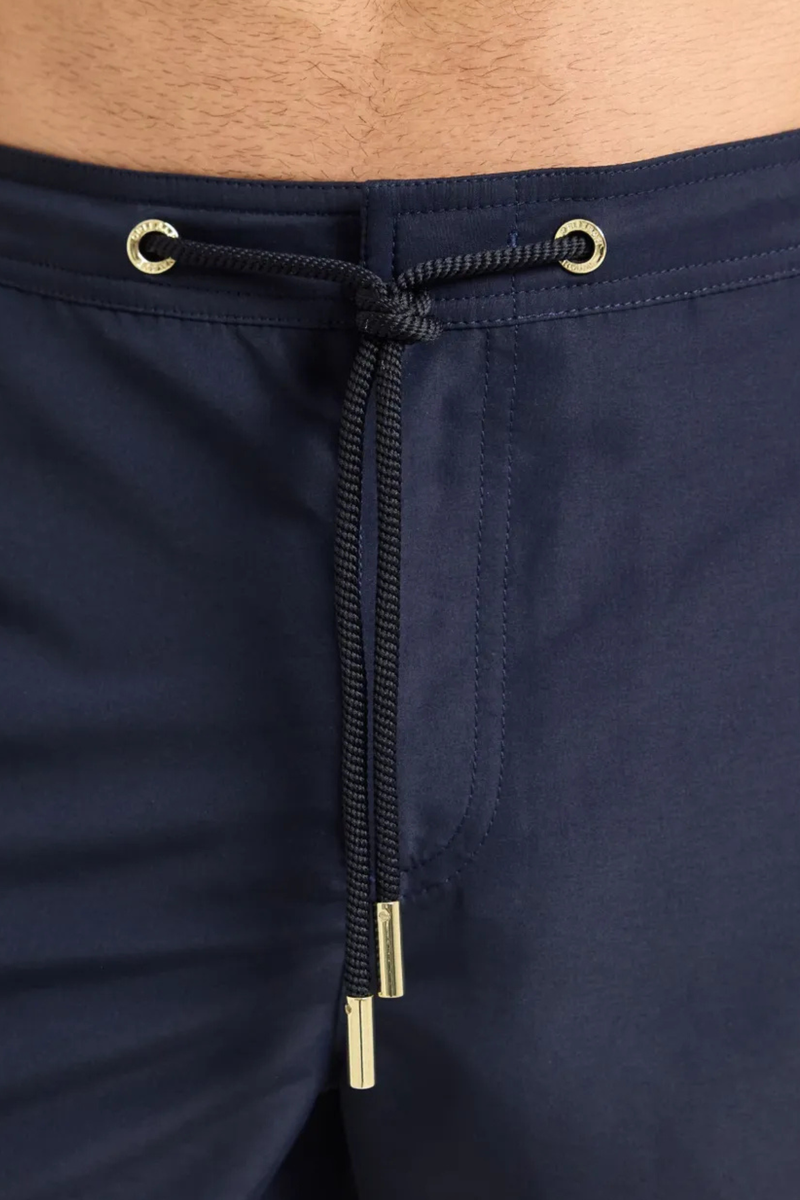 Bulldog Drawcord Stripe Swim Short in Night Iris