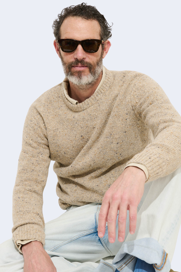 Men's Donegal Crewneck Sweater in Oatmeal