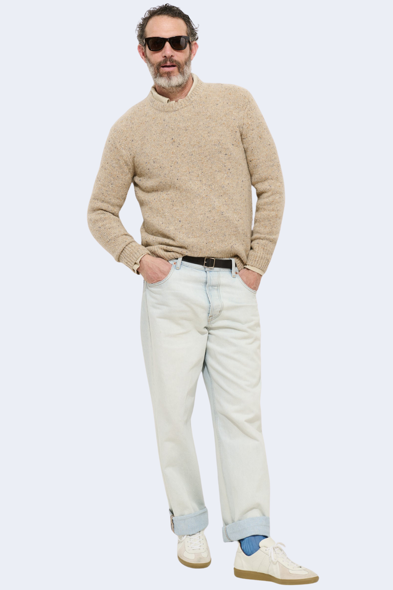 Men's Donegal Crewneck Sweater in Oatmeal