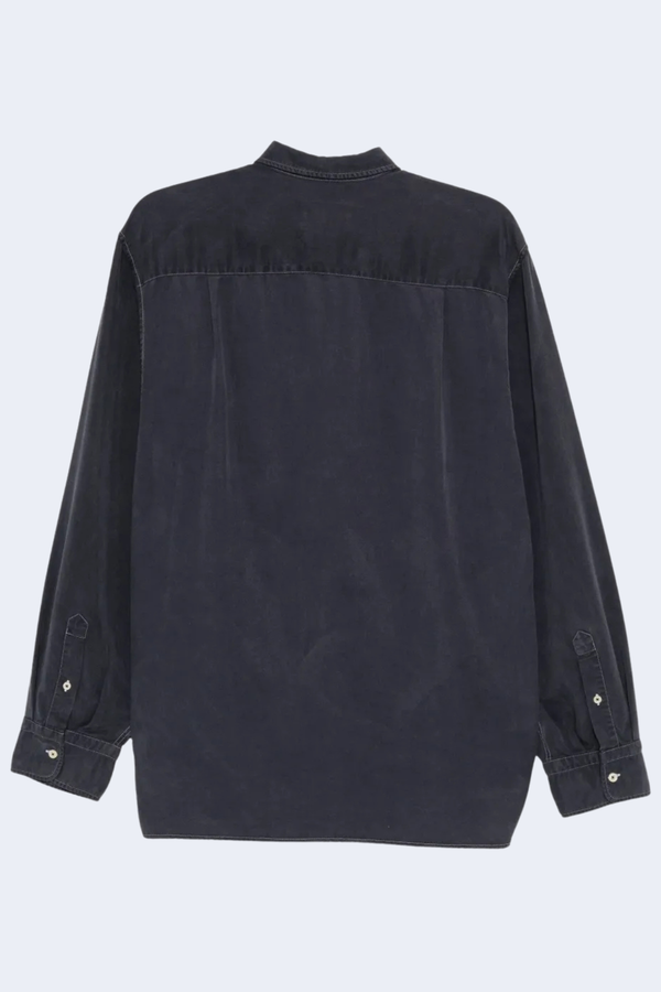Guido Garment Dyed Ly Contrast Stitch Shirt in Dark Navy