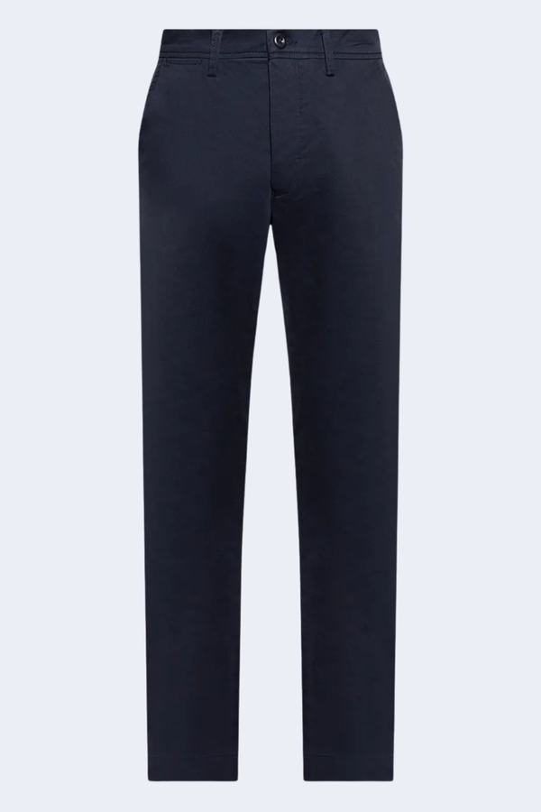 Pleated Front Organic Cotton Twill Chino Pant in Navy