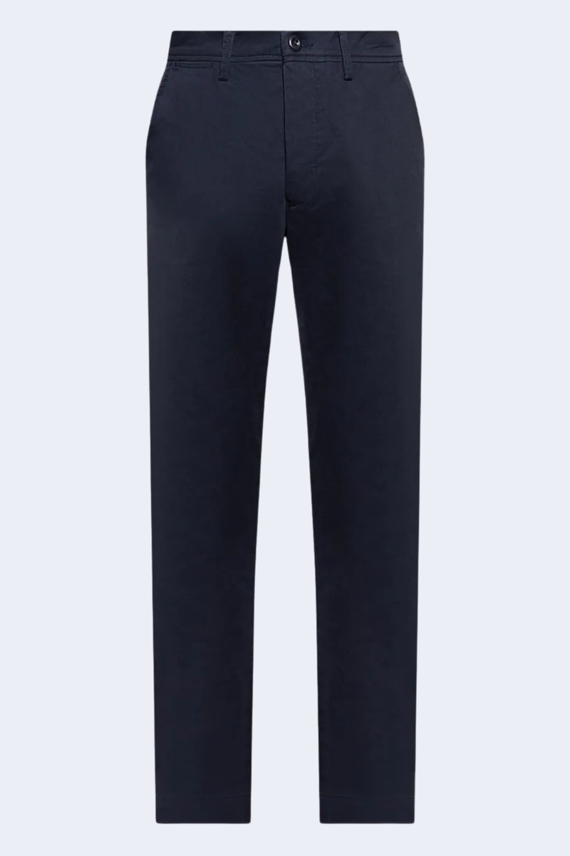 Pleated Front Organic Cotton Twill Chino Pant in Navy