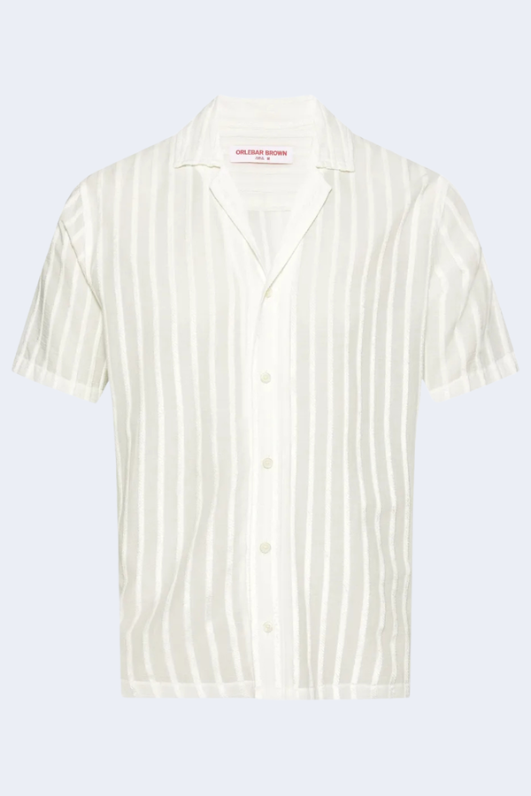 Maitan Tonal Chenille Stripe Shirt in White