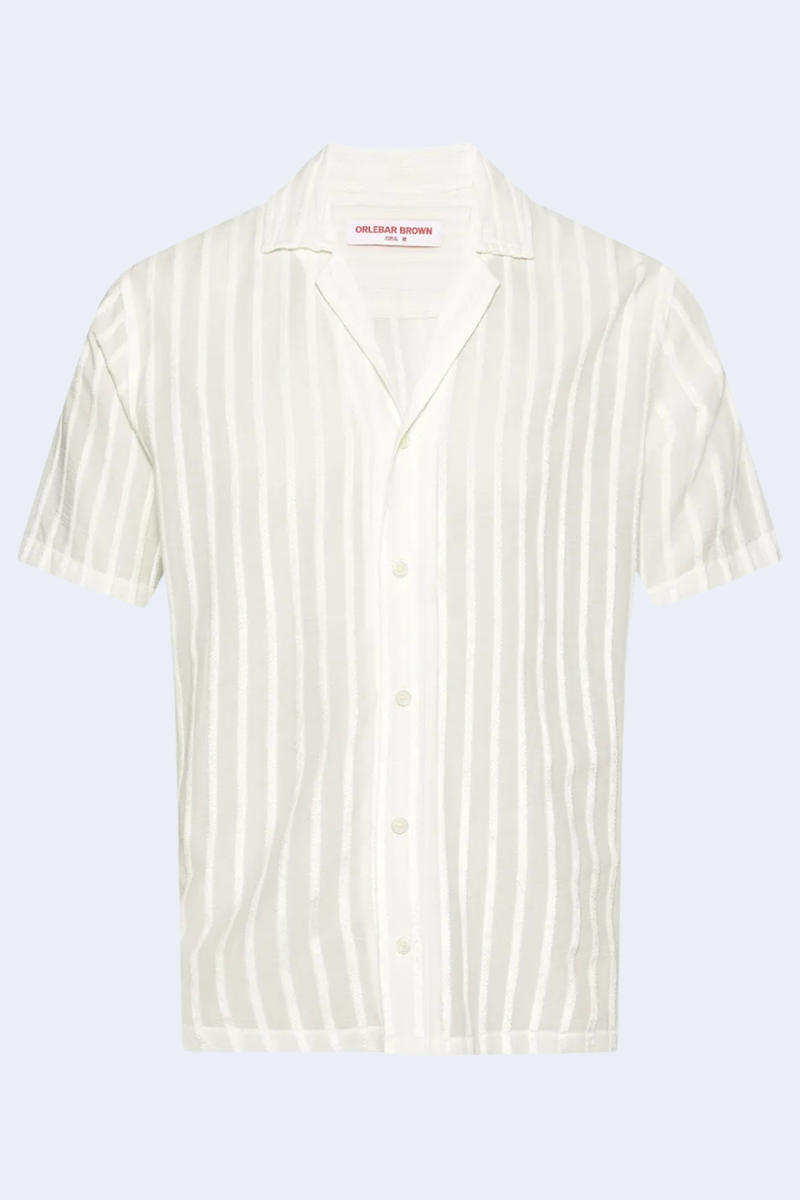 Maitan Tonal Chenille Stripe Shirt in White