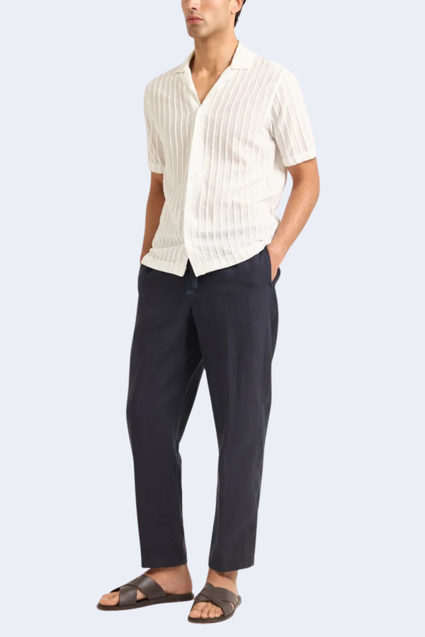 Maitan Tonal Chenille Stripe Shirt in White